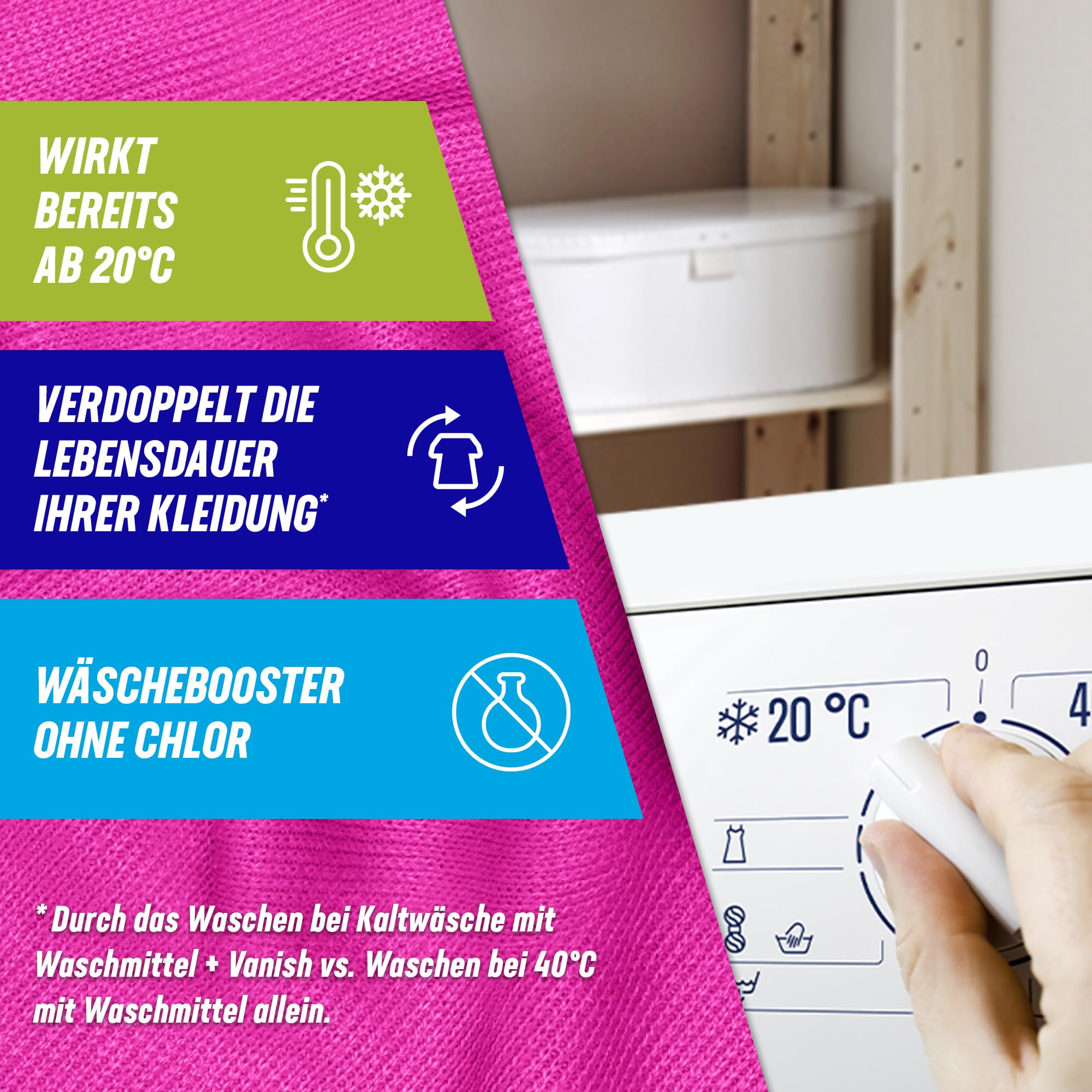 Vanish Oxi Action Pulver Pink – 1 x 1,65 kg – Fleckenentferner und Wäsche-Booster Pulver ohne Chlor – Für bunte Wäsche