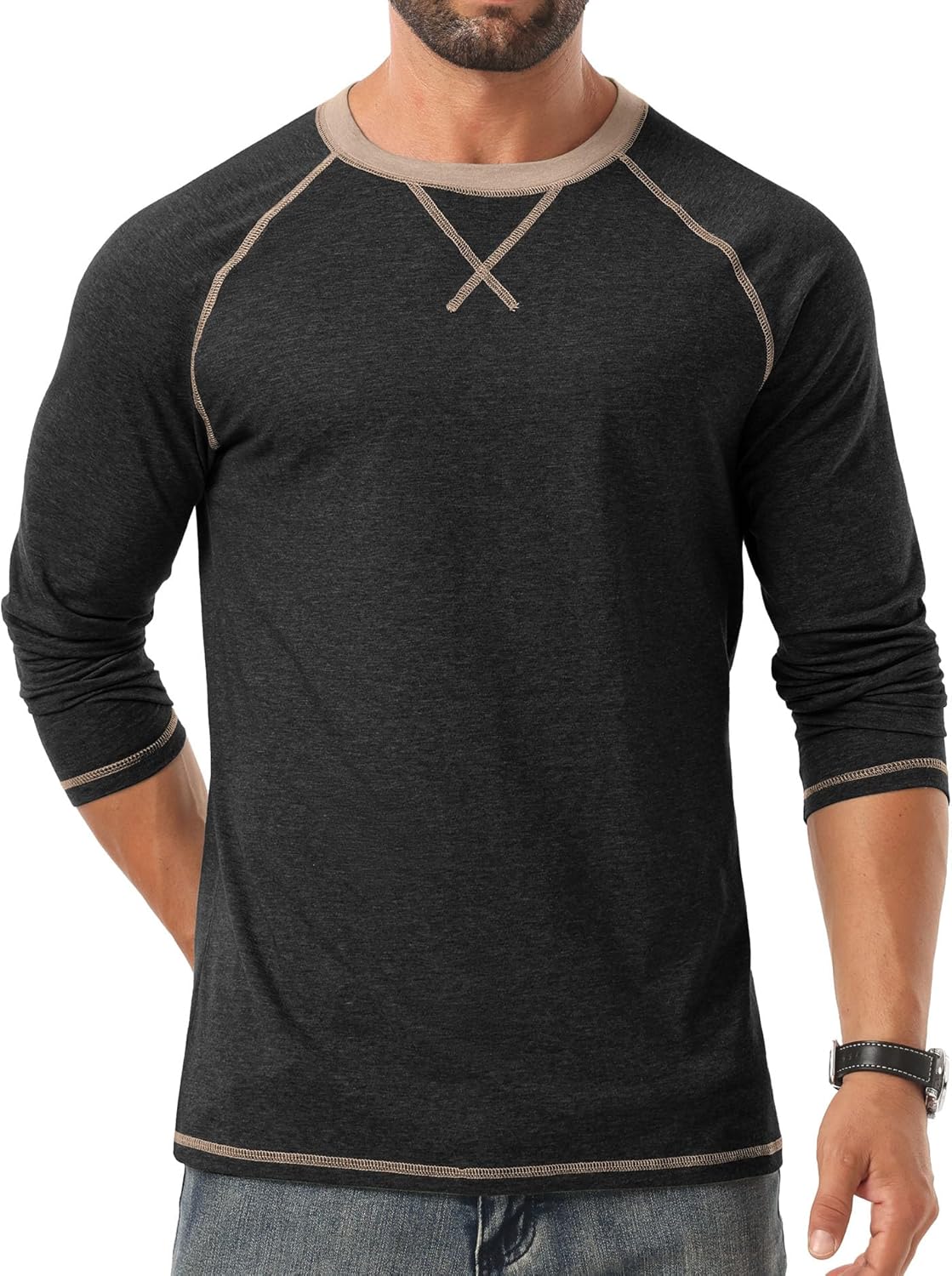 Askdeer Mens T-Shirt Long/Short Sleeve Cotton Shirts Casual Stylish Crewneck Shirts - Image 6