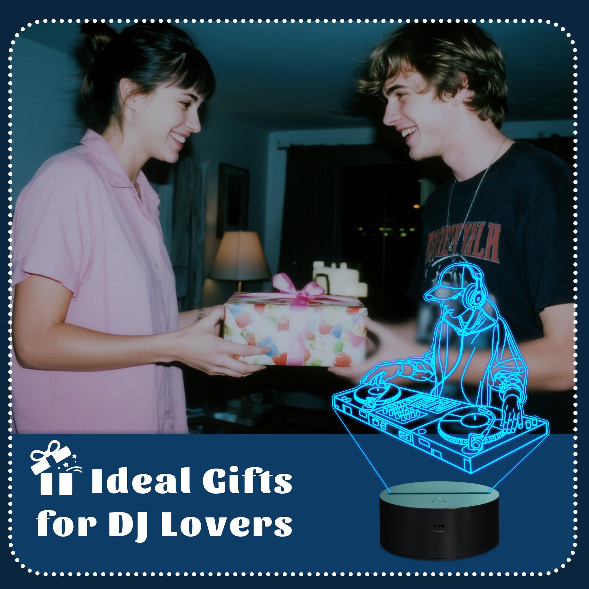 CoolGift Mart DJ Night Light, 3D LED Optical Illusion Lamp with 16 Colors and Remote Controller, Gifts for DJ Music Lovers
