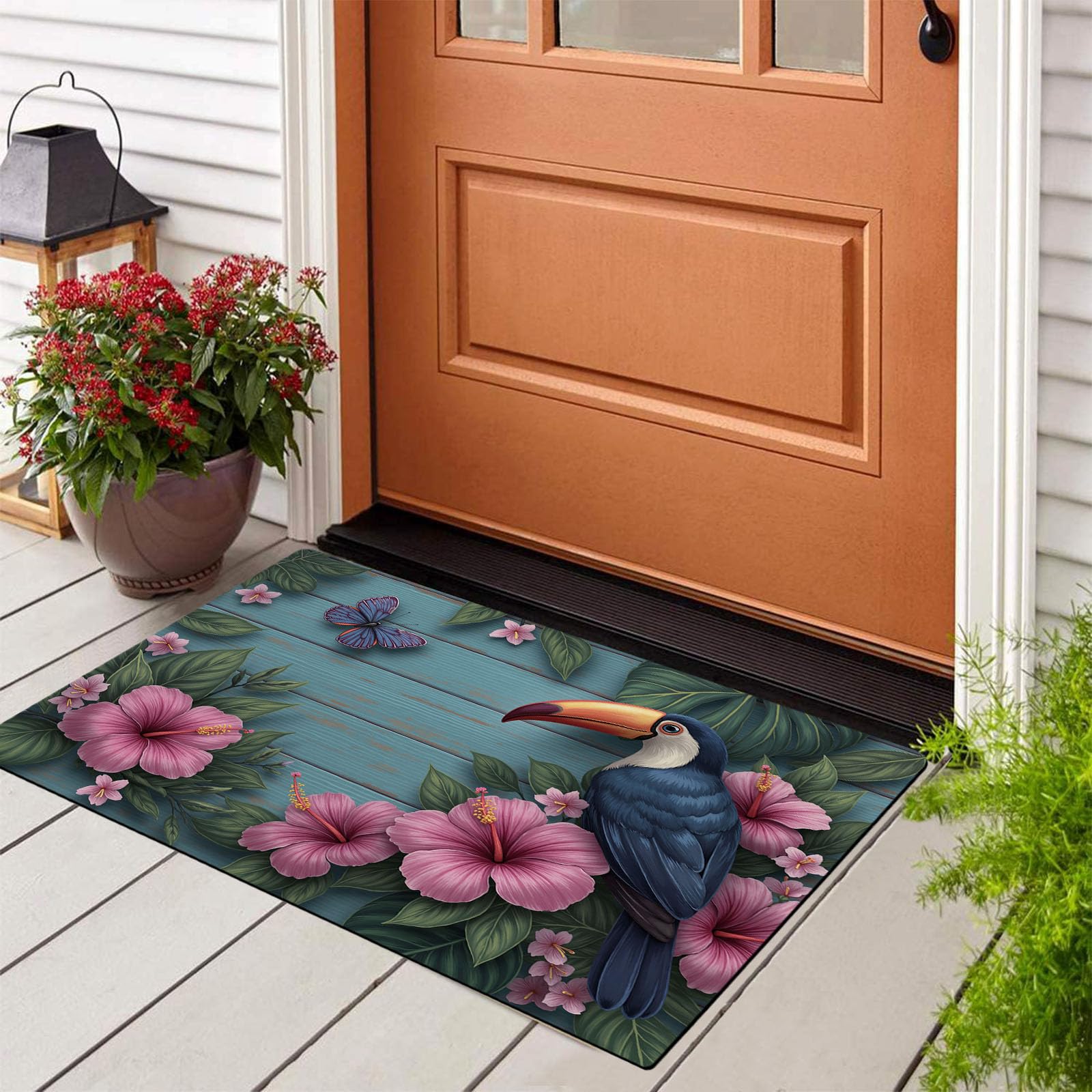 Alfombra 50 x 80 cm con base antideslizante y felpudo de pelo corto