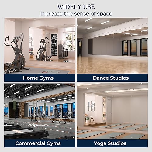 Miniatura 6 de Keonjinn Espejo de gimnasio en casa de 60 x 24 pulgadas x 2 piezas, espejo de entrenamiento, espejo de pared grande de longitud completa para