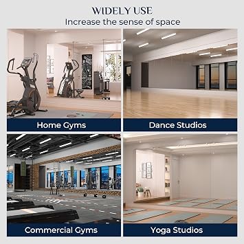 Keonjinn Gym Mirrors for Home Gym Wall Large, 48 x 32 x 2Pcs Full Body Exercise Mirror for Home Gym, Dance Studio, Garage, Acitvity, Fitness