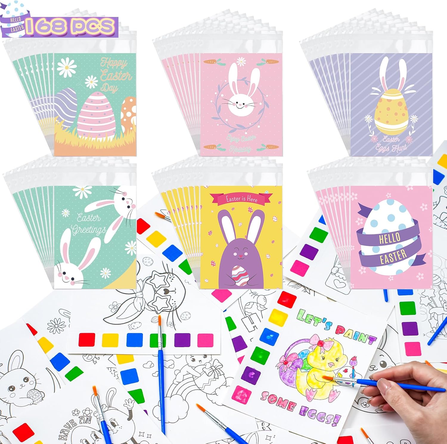Easter Gifts for Kids 24 Pack Watercolor Coloring Books with Goodie Bag for Easter Basket Stuffers Art & Crafts Gift Toy for Boys Girls Toddlers Classroom Prizes School Activity Party Favors Supplies