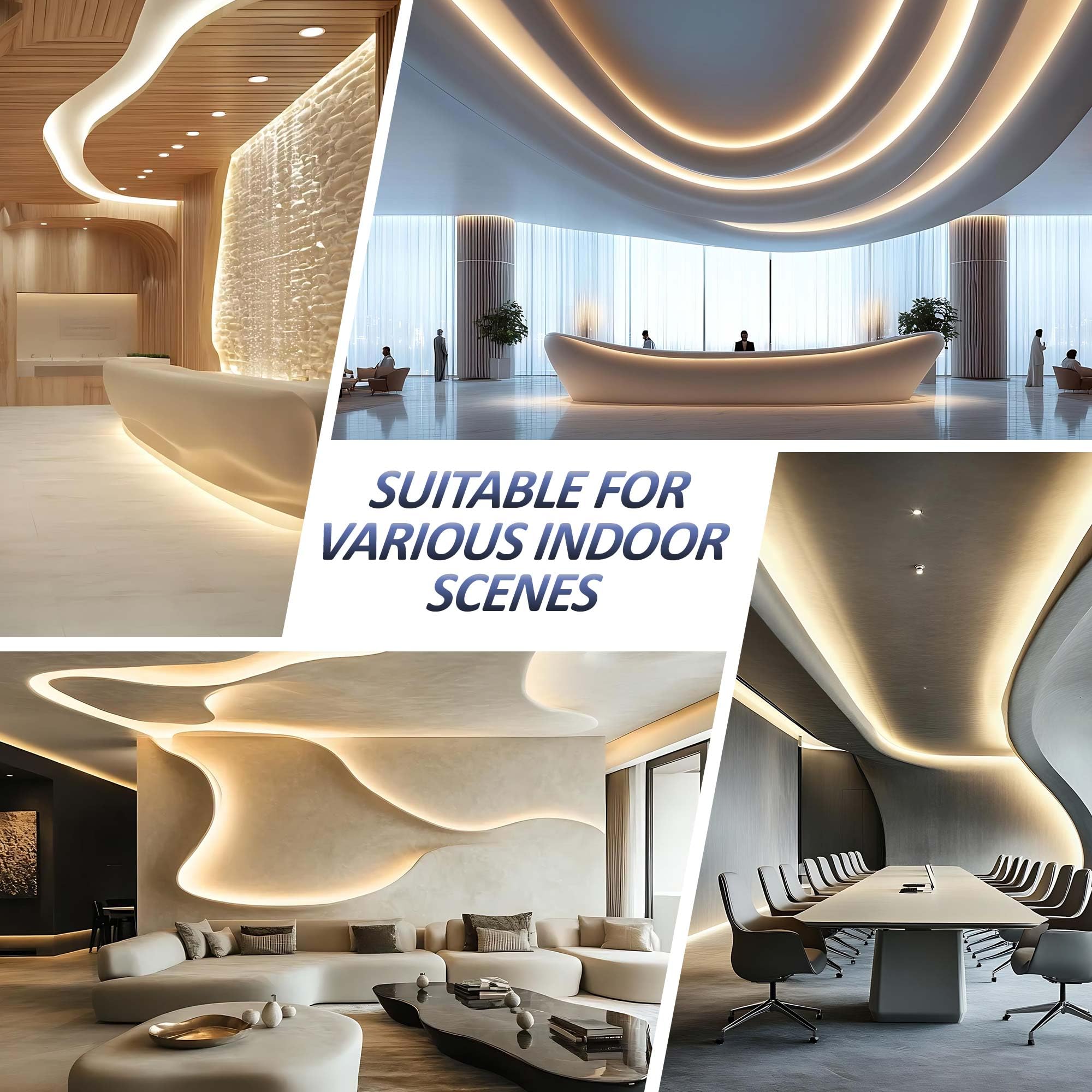 10×Perfil LED flexible 2 m (2000×40×12,5mm) — perfil aluminio tira LED compatible con tiras LED de hasta 18 mm, con difusor de silicona, fácil instalación, ideal para curvas y líneas rectas.