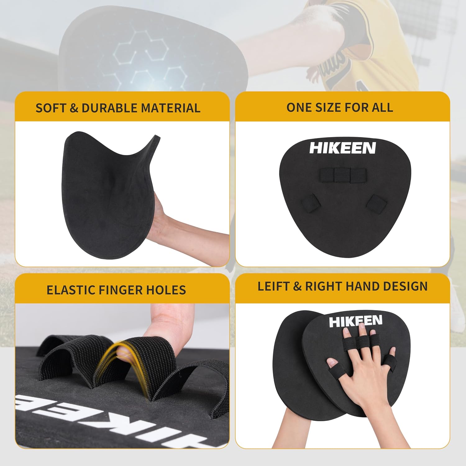 Hikeen 2-Piece Pancake Baseball & Softball Training Glove,Flat Premium Leather and Foam Fielding Gear Set, Infield Training Gloves for Two Hands Practice