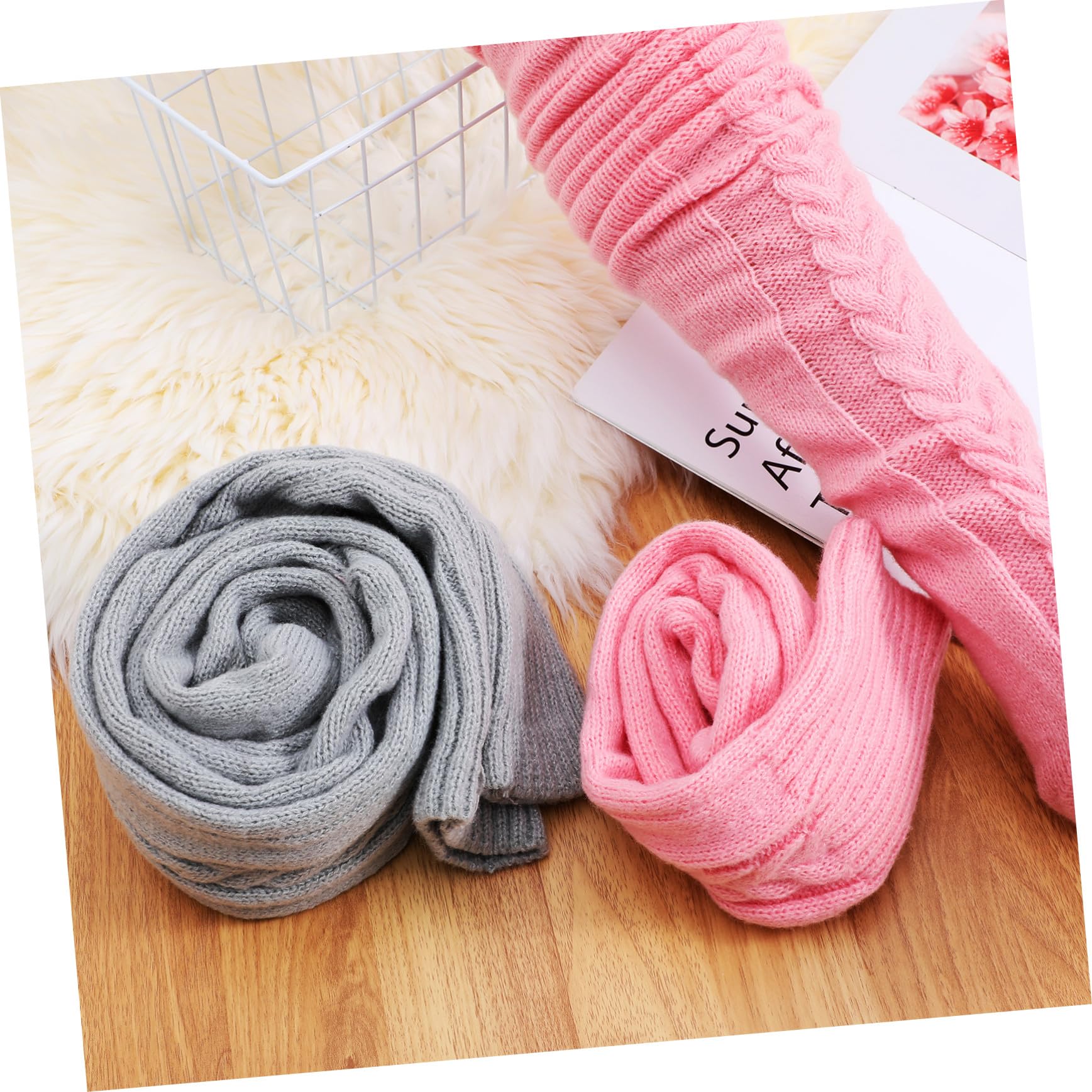 FRCOLOR Calzini Lunghi Donna Invernali Morbido e Caldo, 2 Paia Oltre il Ginocchio per Comfort e Versatilità per Giornate Fredde