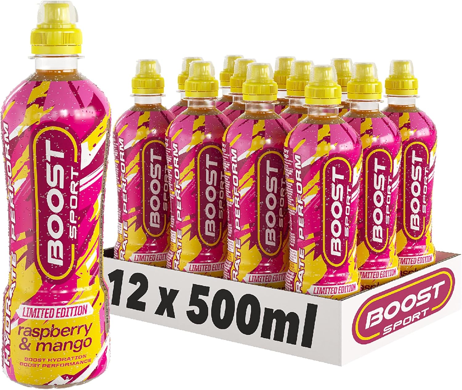 Boost Sport Drink Raspberry & Mango Flavour, 500ml x 12 pack Bottles ...