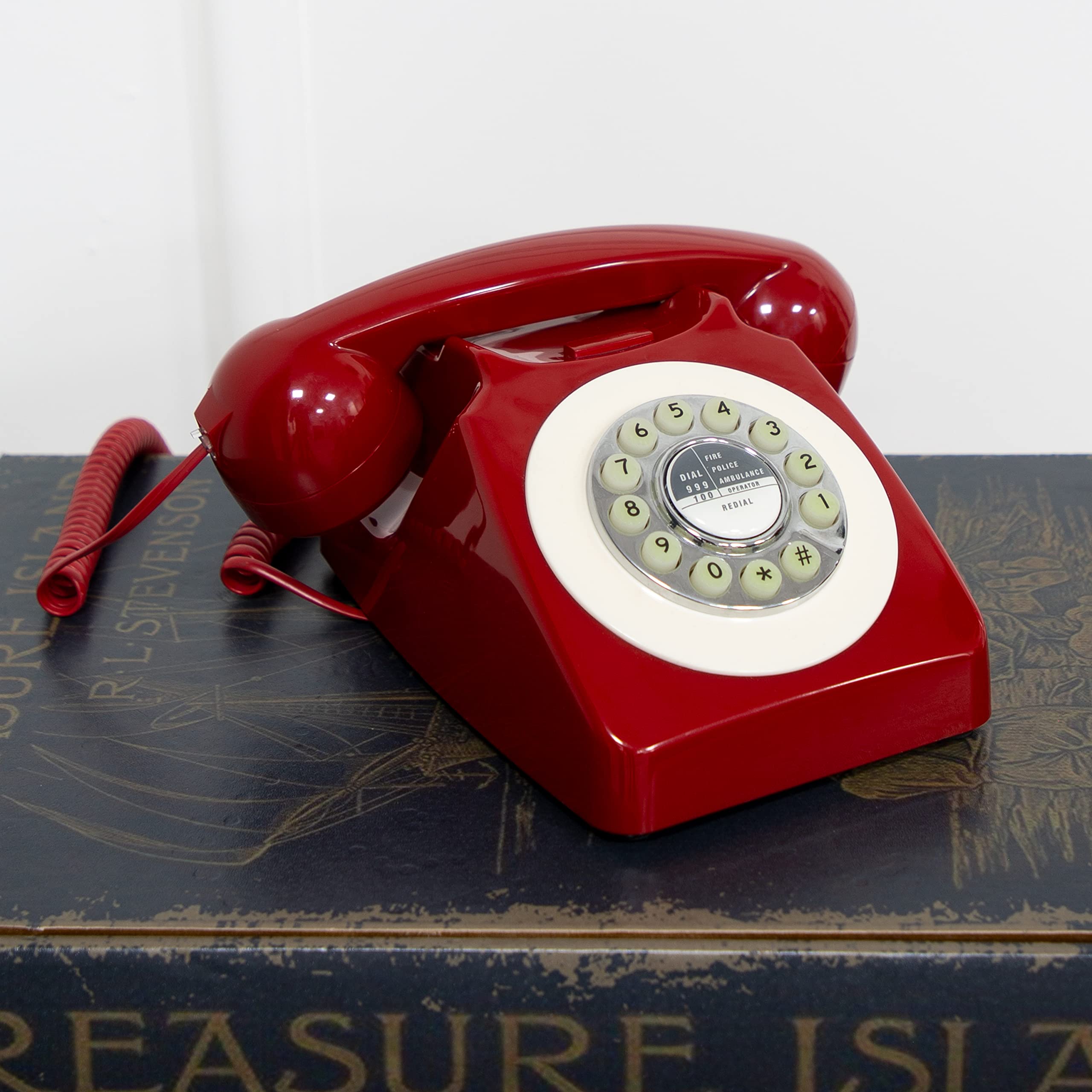 Benross 44510 Klassisches Telefon im Retro-Vintage-Stil, Rot