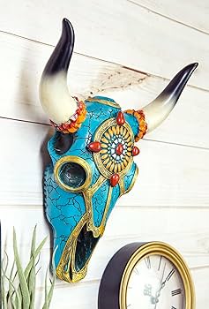 ネイティブアメリカ　ターコイズ石　牛の頭部オブジェ ネイティブアメリカ ターコイズ石 牛の頭部オブジェ ネイティブ