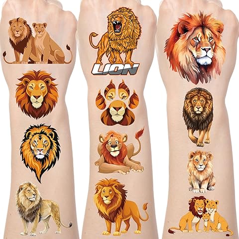 Lion Temporary Tattoos Stickers - 200+ Lion Birthday Party Decorations Favors Suppl...