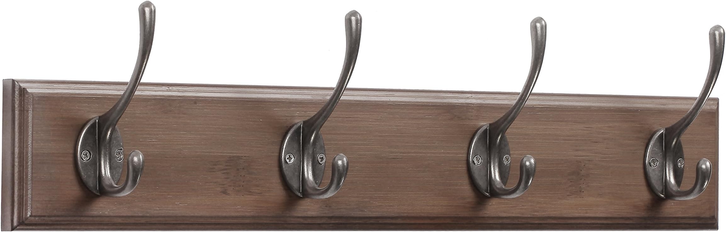 Coat Hooks Rail/Coat Rack with 4 Dual Scroll Wall Hanger Hooks for Jackets, Coats, Hats, Scarves Retro Color