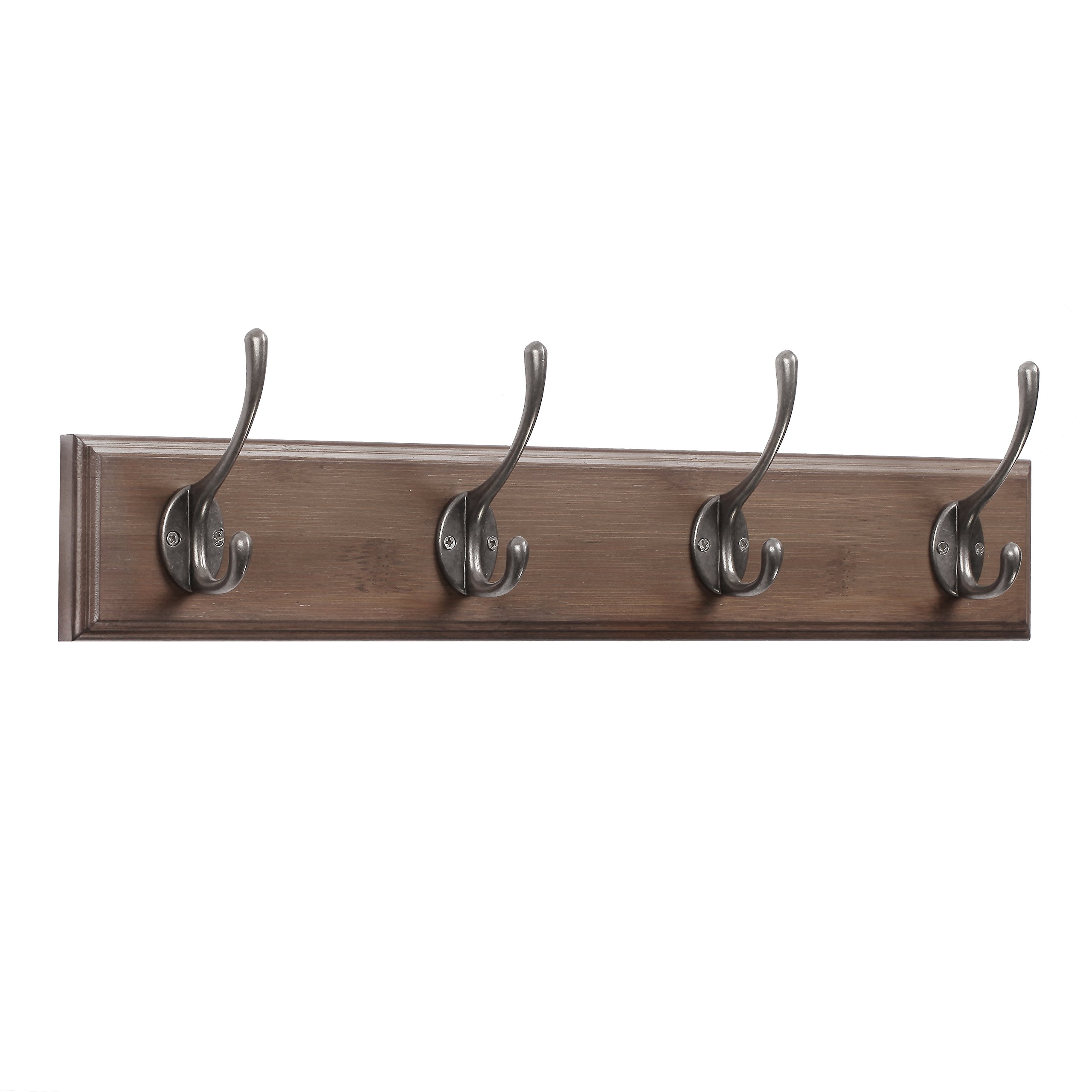 Coat Hooks Rail/Coat Rack with 4 Dual Scroll Wall Hanger Hooks for Jackets, Coats, Hats, Scarves Retro Color