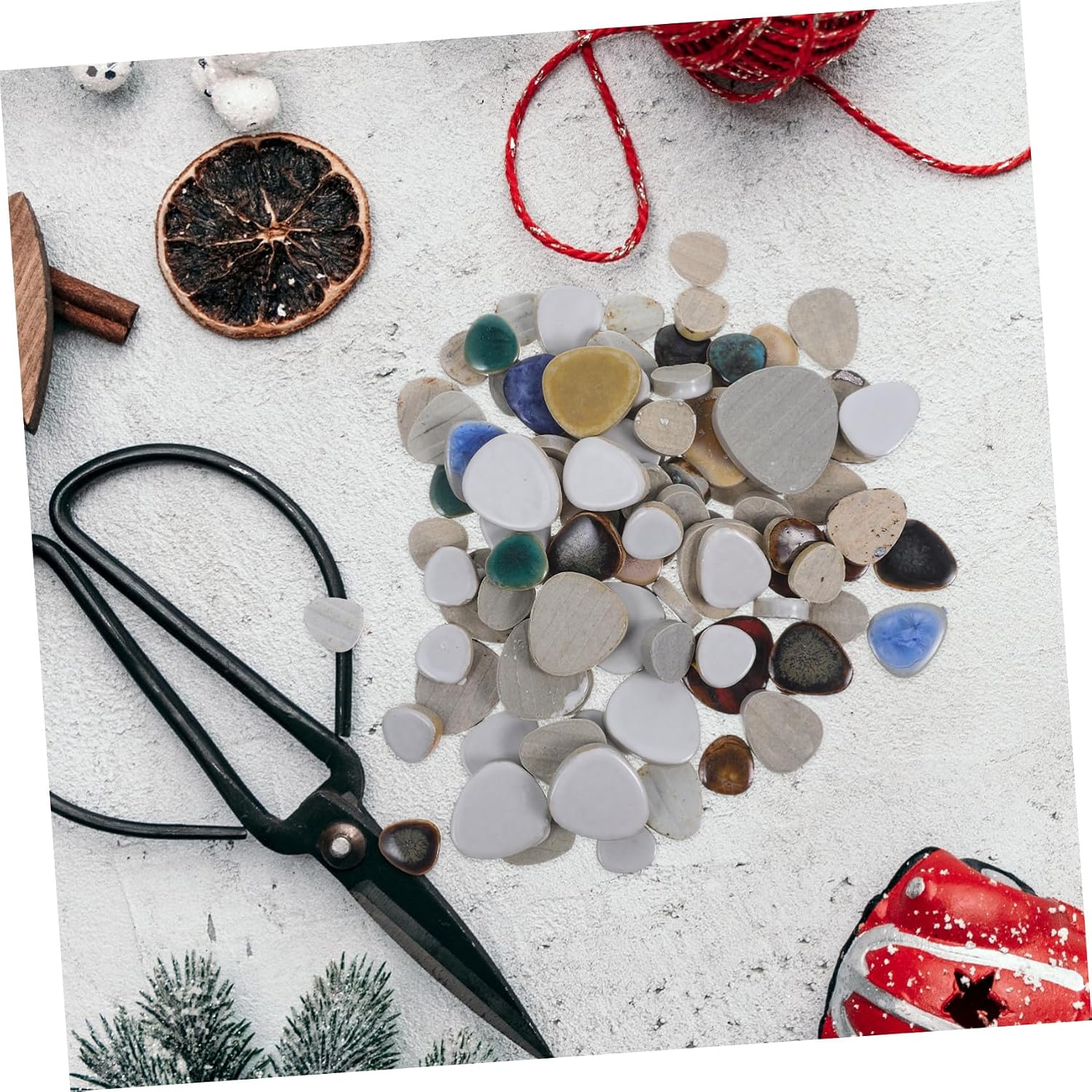 DOITOOL Bright Irregular Raindrop Ceramic Mosaic Tiles Bag DIY Craft Supply with Polished Smooth Surface for Home Decoration Garden Art Projects and Creative Accessories