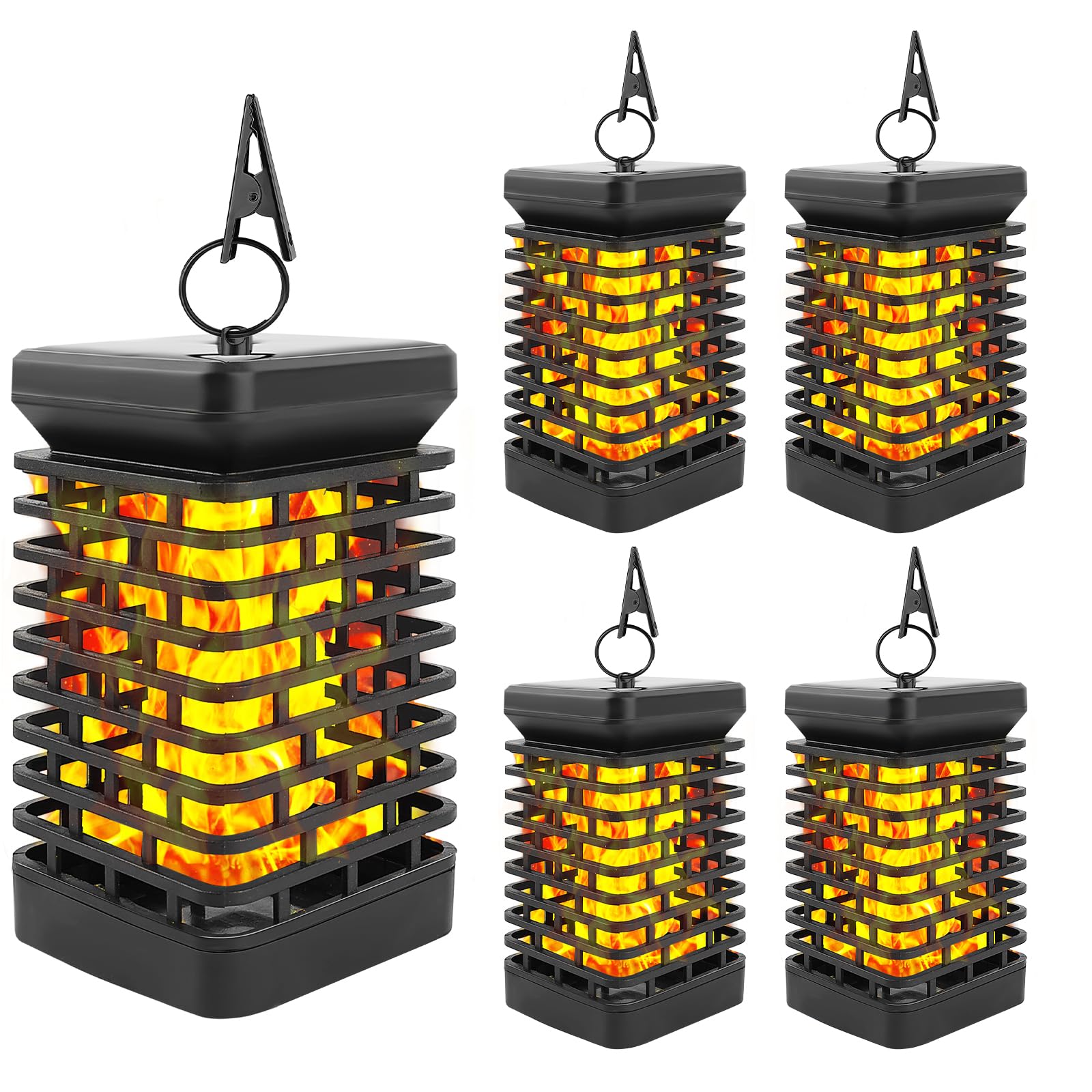 EOYIZW4 Pack Solar Lanterns Outdoor Lights, Upgraded Flickering Flame Solar Lights Outdoor, Waterproof Solar Powered Hanging Lanterns, Garden Decor