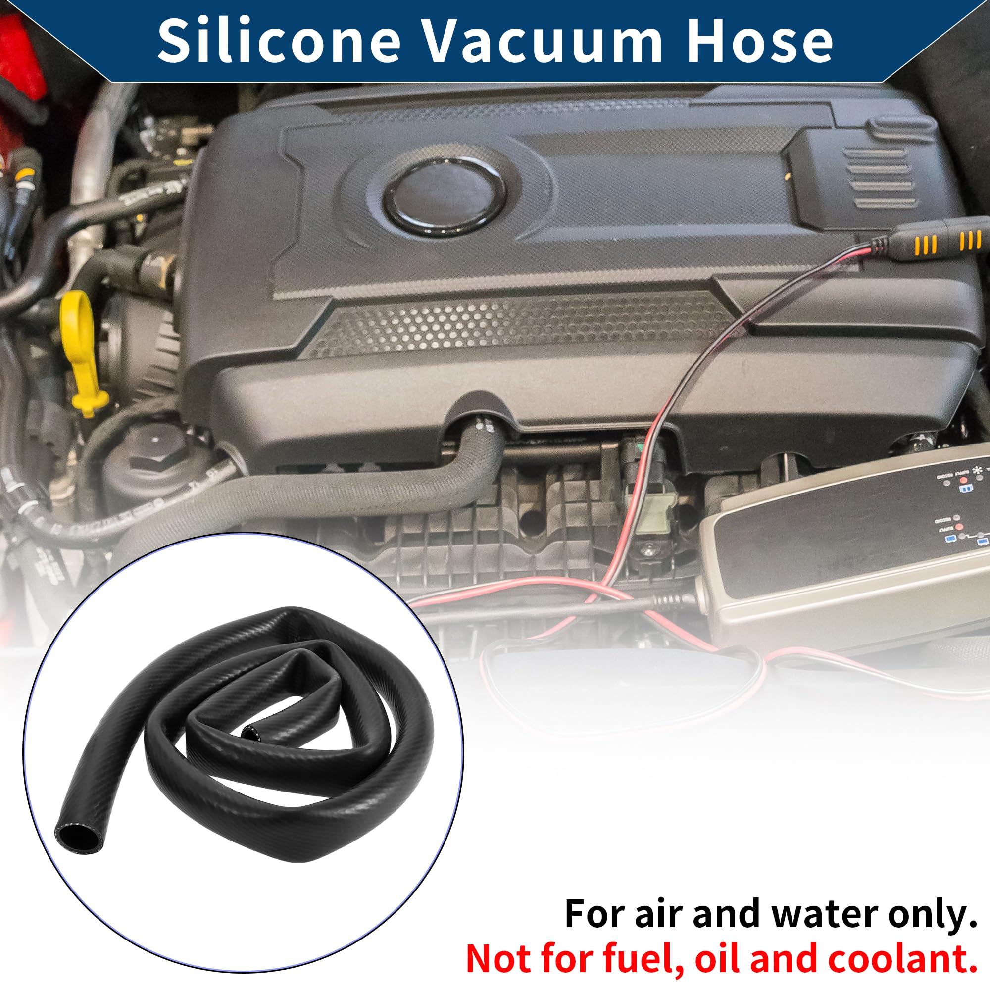 Tubo in Silicone per Aspirazione Tubo per Linea di Aspirazione Automobilistica Ad Alta Temperatura 3.3 ft 7/8" 22mm ID 3mm Spessore 1 Pezzo Nero 130PSI Pressione Massima