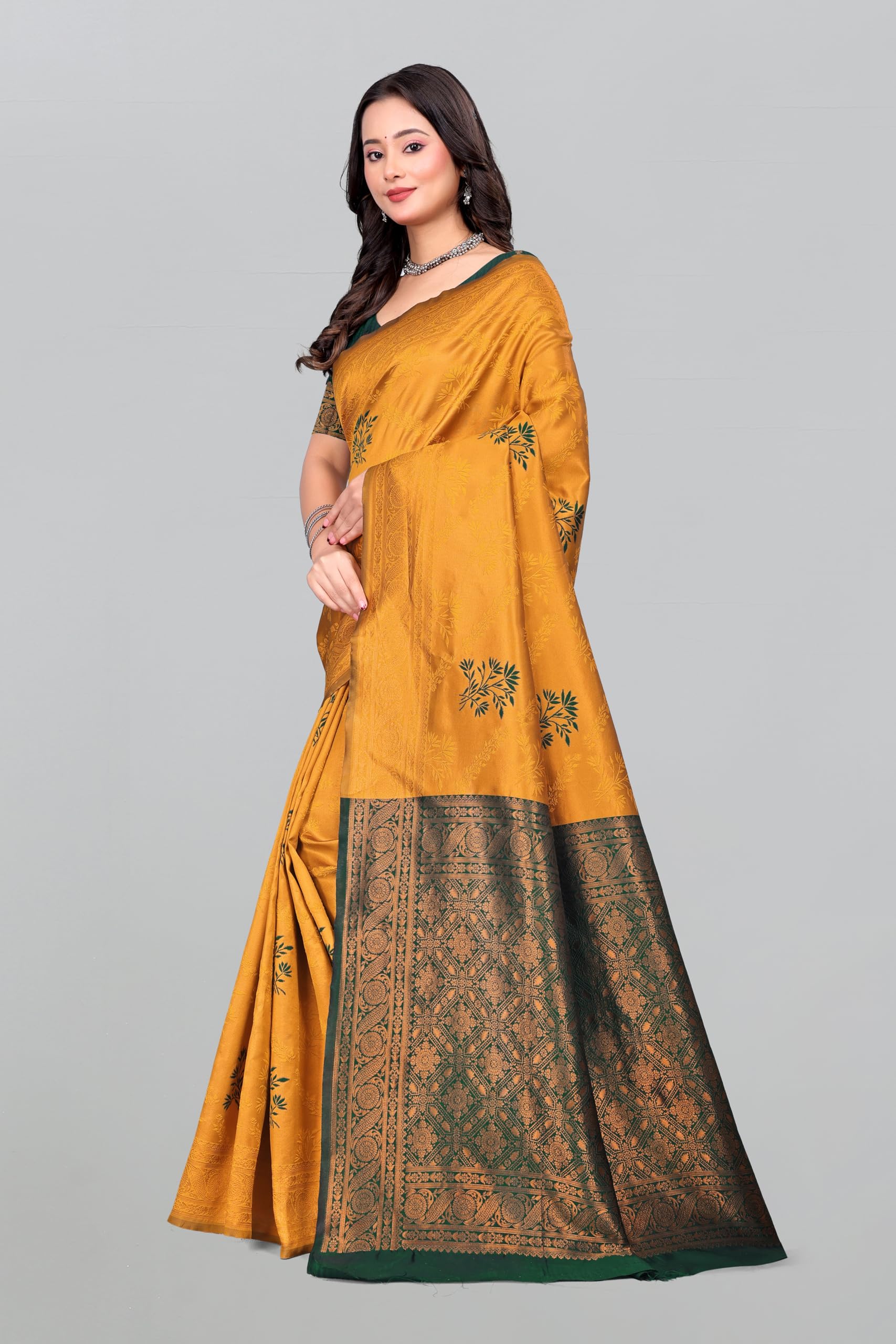 Fashion Women's Kanjivaram Style Soft Silk Banarasi Sarees With Blouse Piece For Women Pure Soft Silk Saree With Blouse Piece For Wedding
