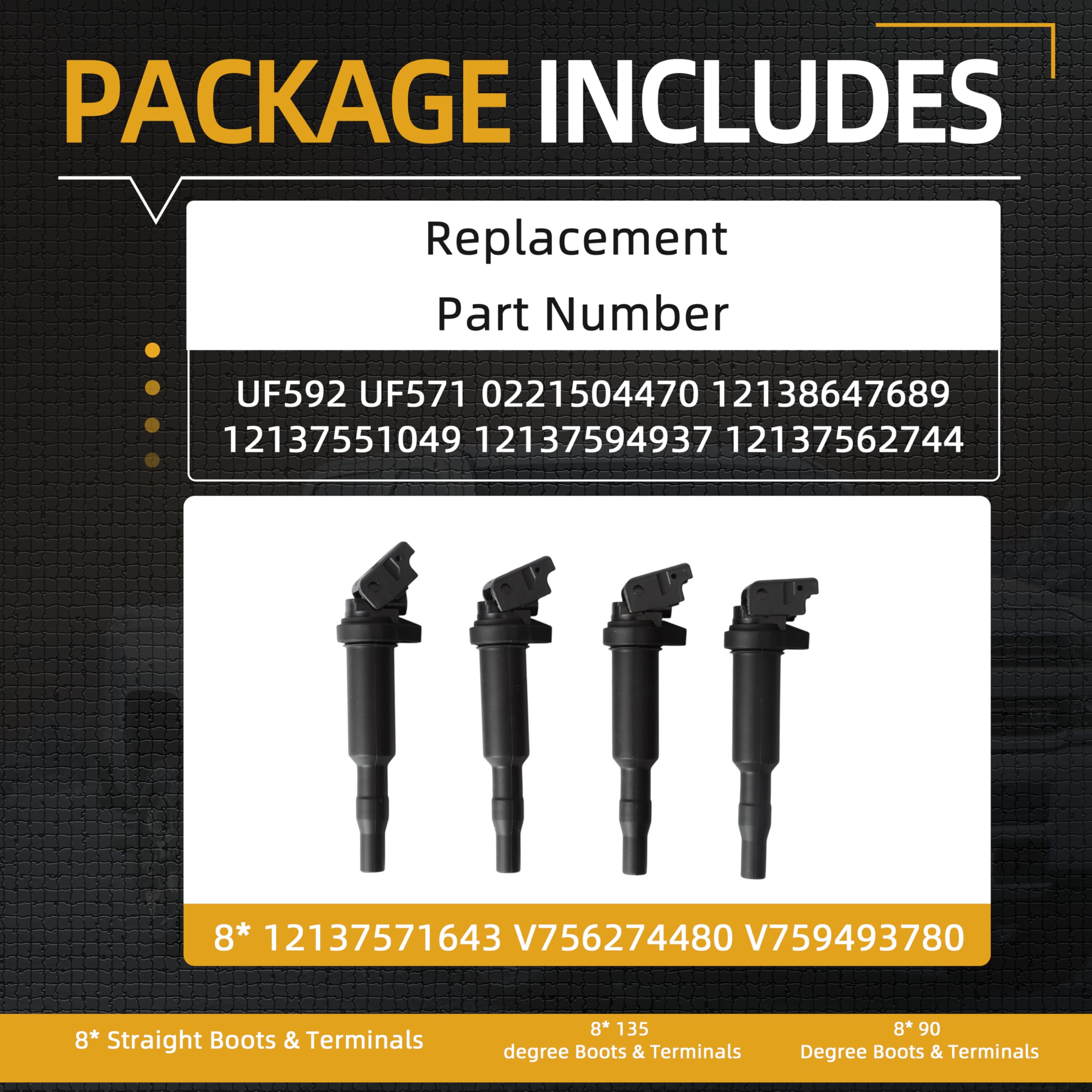 Pack de 4 bobines d'allumage Compatible avec Série 1 E81 E87 F20 F21 116i 1.6L 2007-2017, pour Série 5 E39 E60 525i 530i E39 E60 520-545 2.2L-4.4L, remplacement de bobine d'allumage #UF571