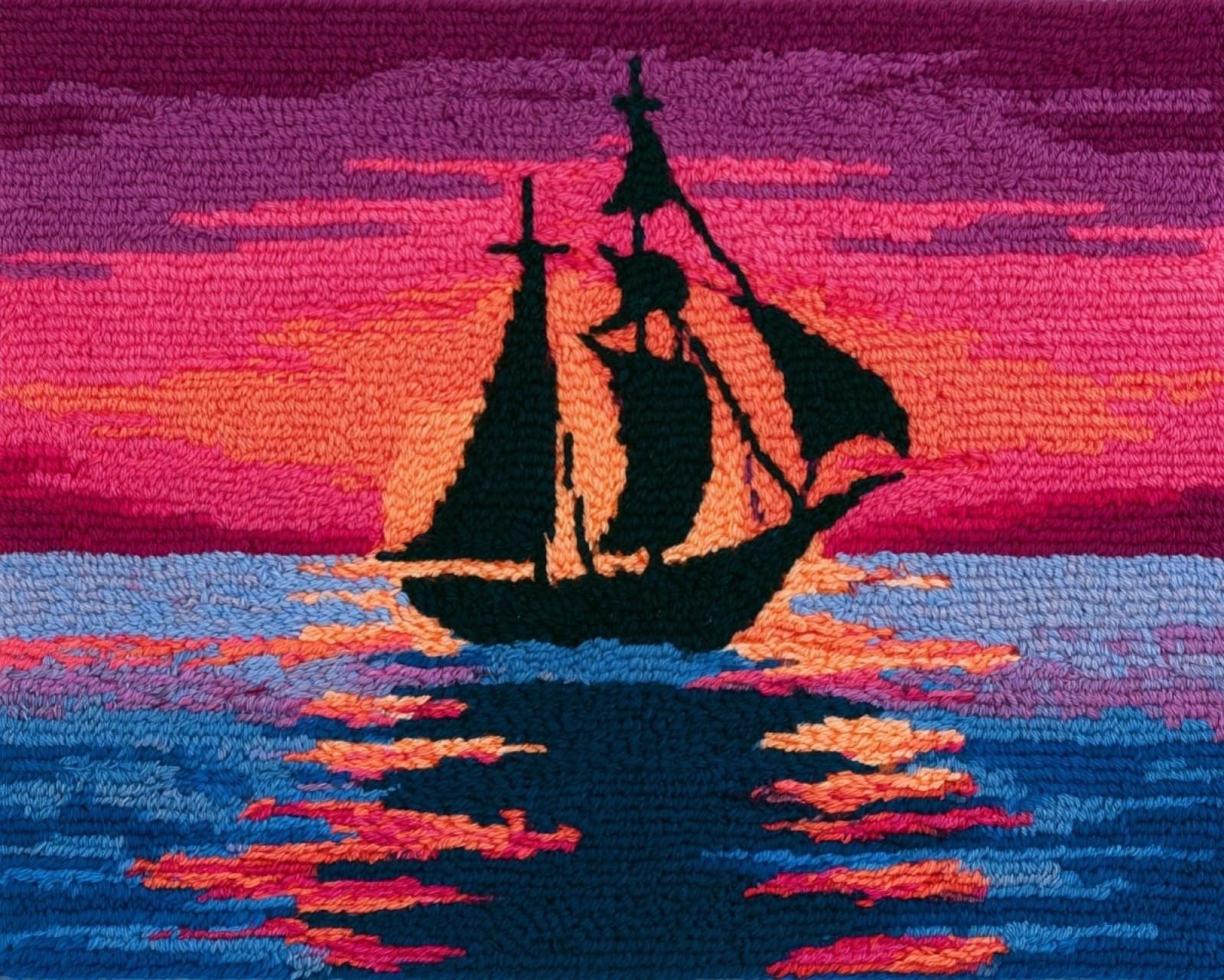 Wallphantom DIY Craft Latch Hook Rug Kits,Sailing Boat Sunset View