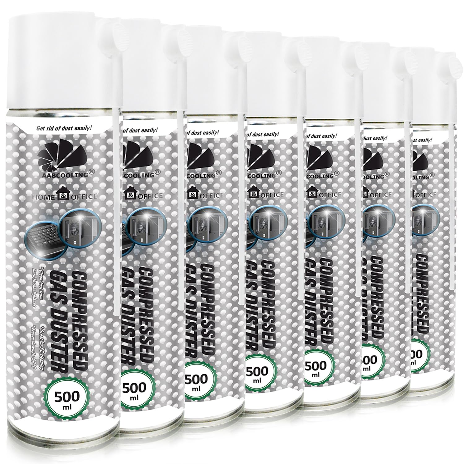 AABCOOLING 7 x 500ml Home&Office Druckluftspray Gas Duster, Tastatur Reinigung, Für die Reinigung von Tastatur, PC, Reinigungsgeräte, Staubgebläse, Druckluftreiniger, Büromaterial