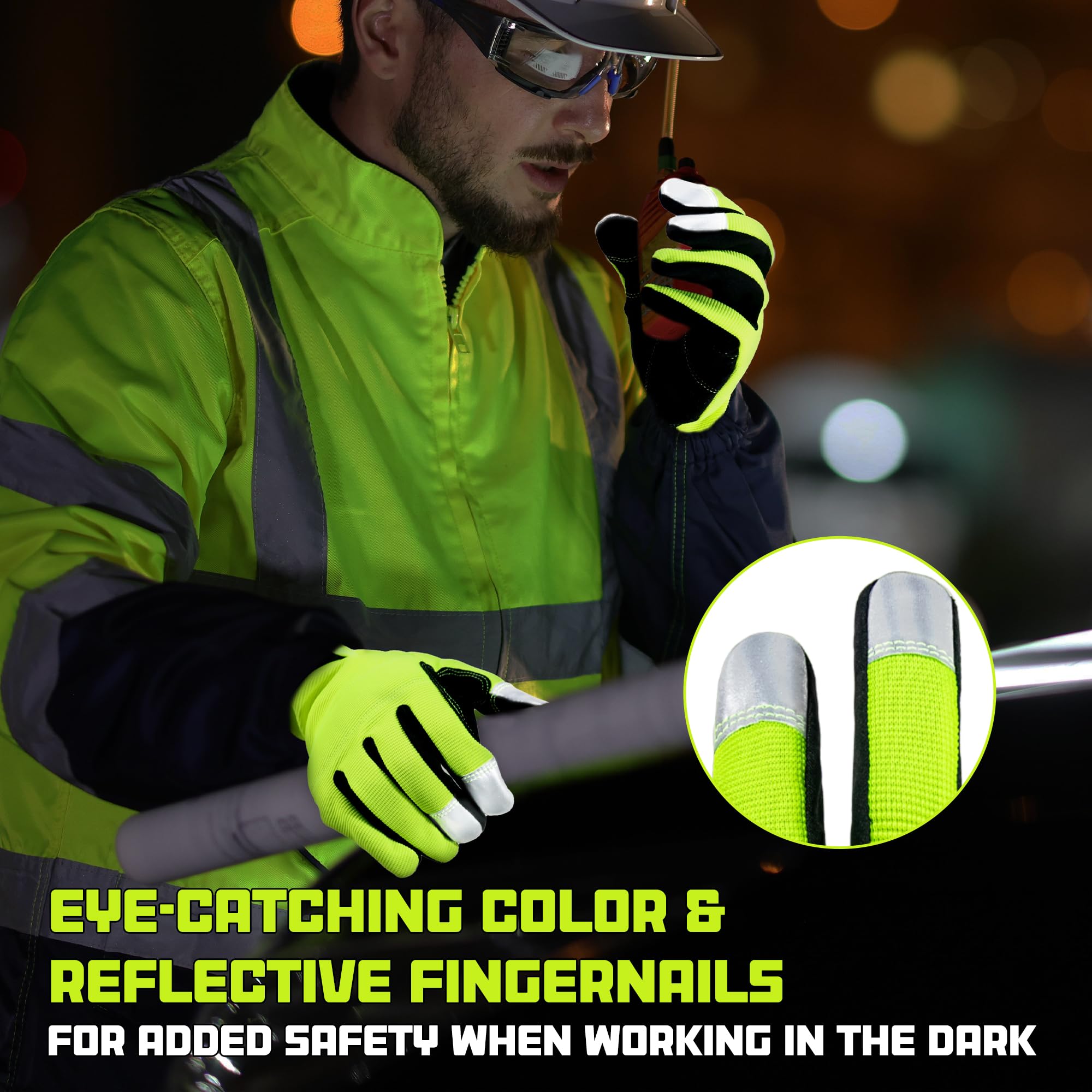 HANDLANDY Mens Work Gloves Touch Screen, Synthetic Leather Utility Gardening Gloves - Image 4