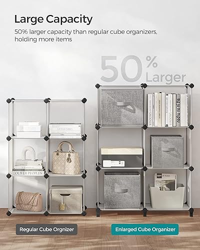Miniatura 3 de SONGMICS Organizador de almacenamiento de 6 cubos, unidad de almacenamiento grande de plástico entrelazado, con pies altos y mazo de goma, cubos de