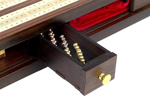 Miniatura 2 de Regal Games Juego de mesa Cribbage con almacenamiento de tarjetas, tablero de madera y 9 clavijas de metal, juegos de mesa clásicos de lujo únicos,