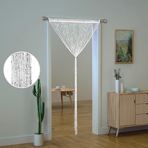 Miniatura 76 de 4 cortinas de cadena para puertas, cortinas con cuentas brillantes para puerta, cortinas de cuentas brillantes, cortina abierta para armario