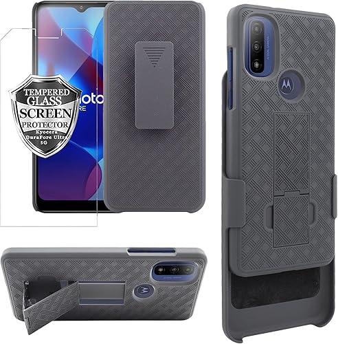 Miniatura 3 de Compatible con Moto G Pure 2021 Slim Shell Funda resistente a prueba de golpes de cuerpo completo con vidrio templado, funda para teléfono con