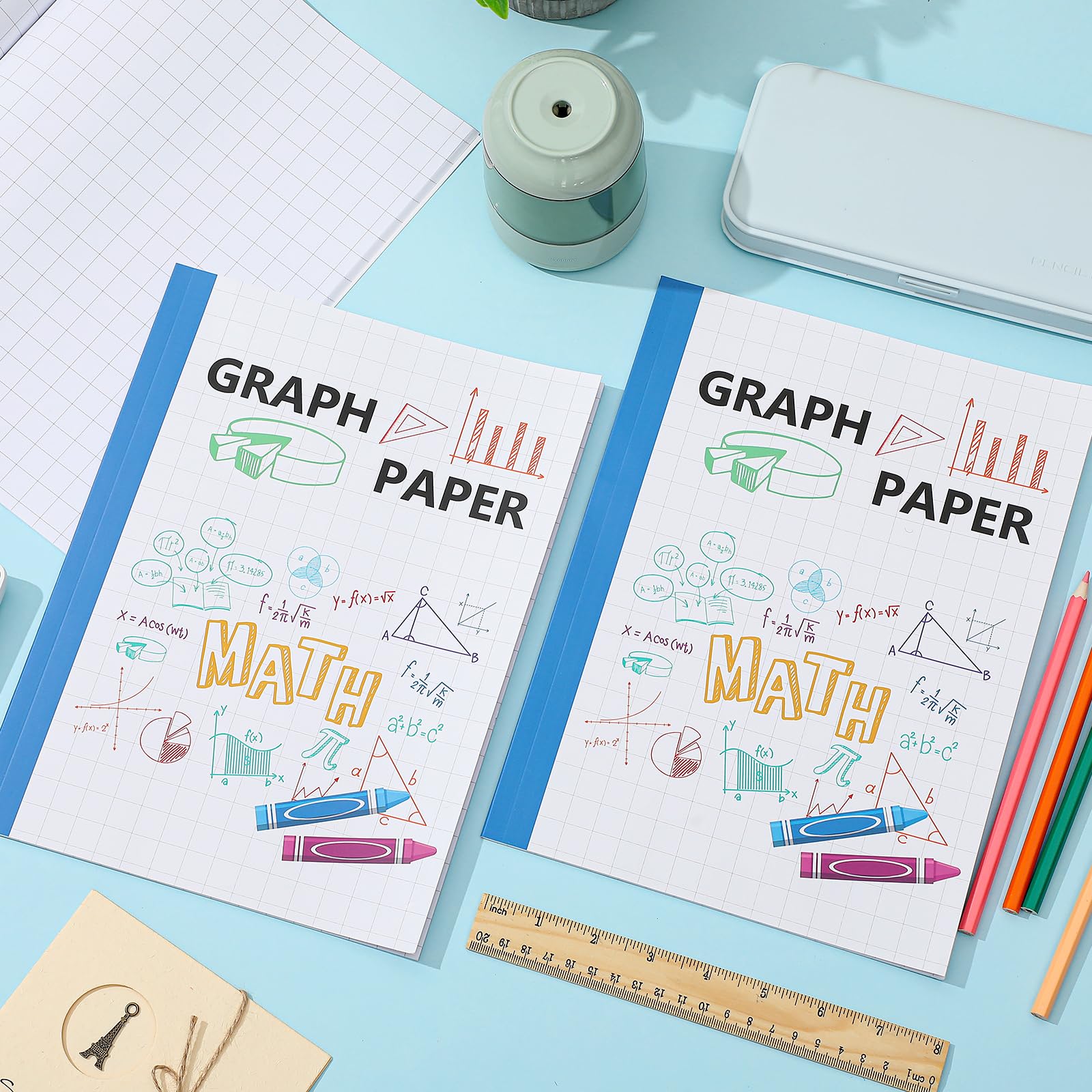 Ctosree 3 opakowania papieru milimetrowego dla dzieci 1/5.1 cm kwadraty matematyka papier graficzny kompozycja notatnik 20 x 28 cm notatnik w kratkę w kratkę dla dzieci przybory szkolne