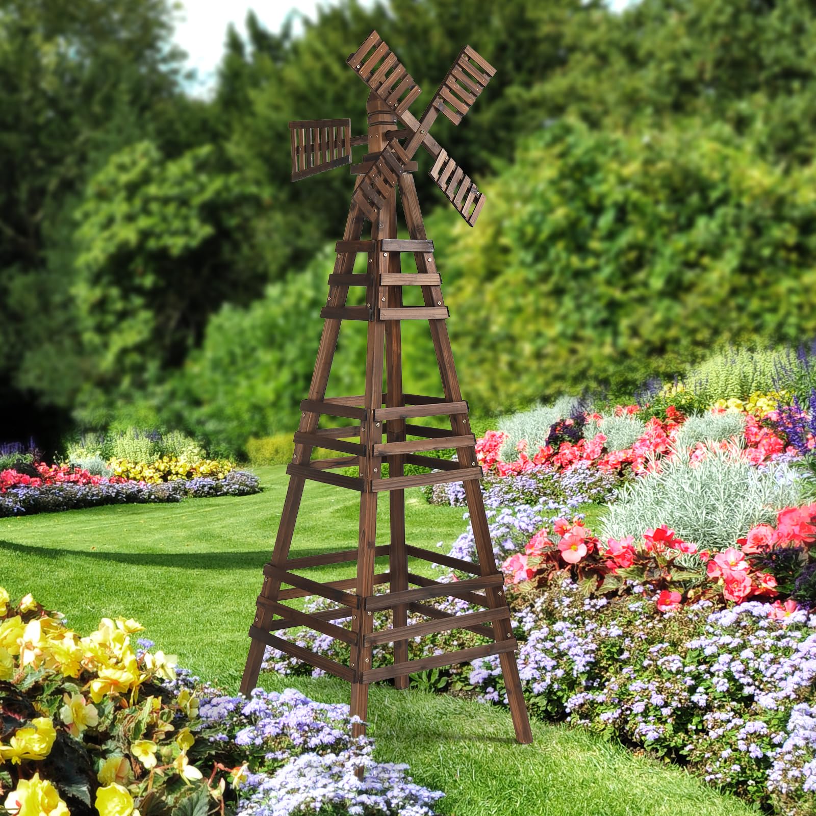 Amazon.com: VINGLI Outdoor Yard Windmill, Wooden Wind Spinner for