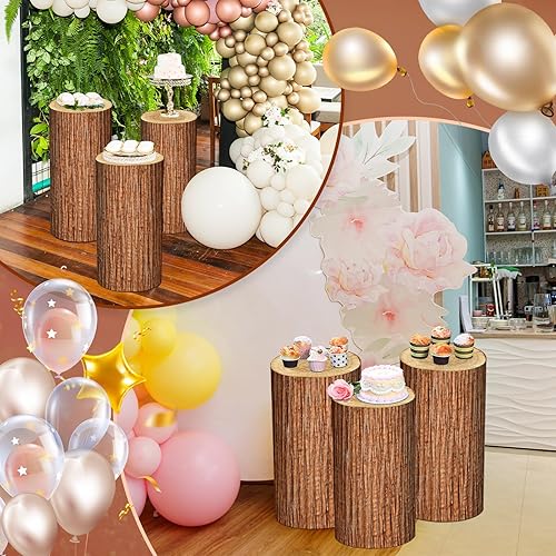 Miniatura 4 de 5 piezas de fundas de pie de cilindro de fiesta de elastano para pedestal de varios tamaños, cubiertas elásticas para cilindros para bodas de metal,