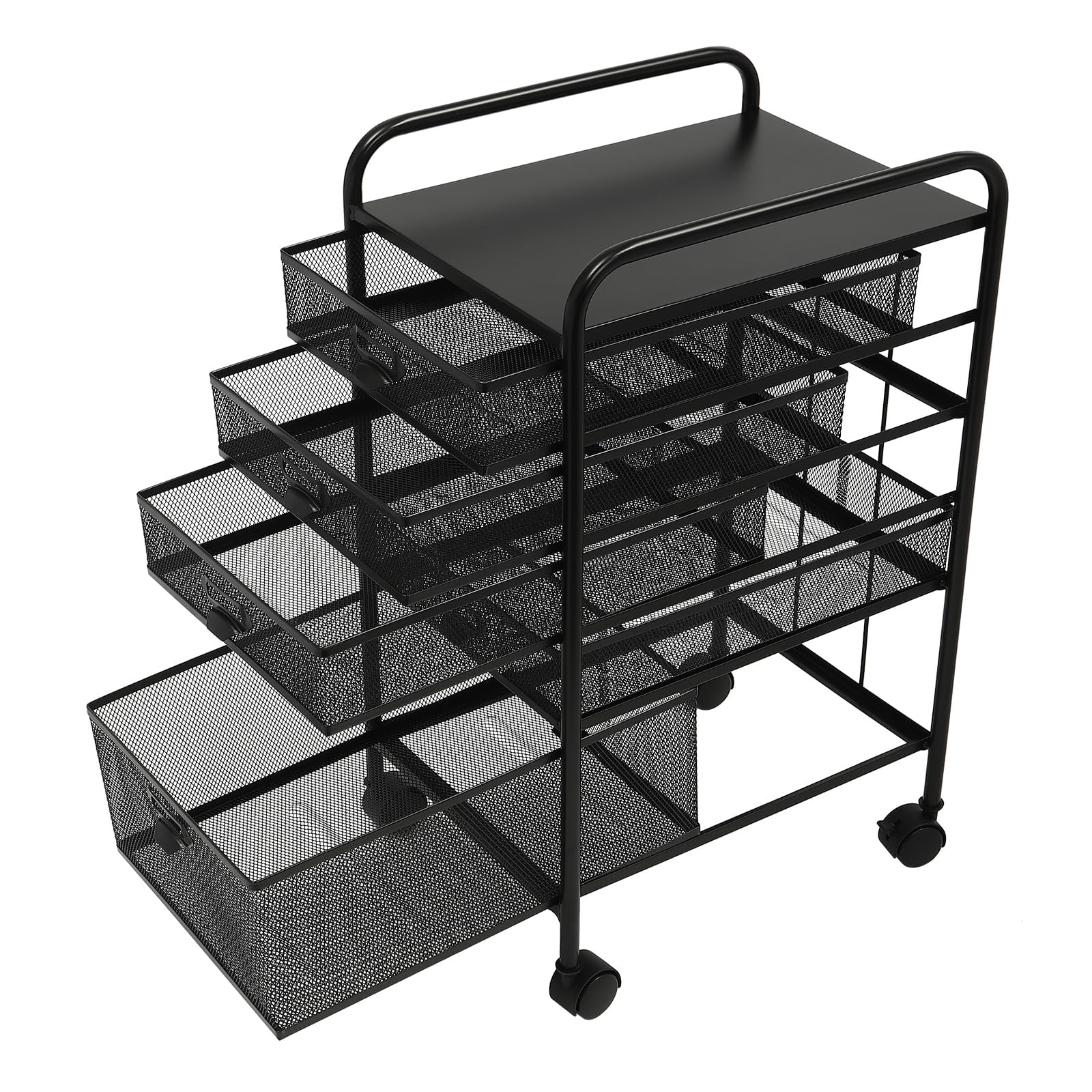 Carro para Archivos rodante con asa Carro de Almacenamiento utilitario con 5 cajones Ruedas con Cerradura o Escuela, Dormitorio, Oficina, Biblioteca, habitación de niños, Blanco