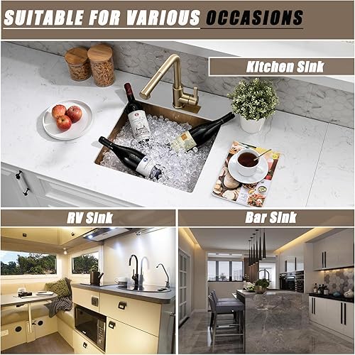 Miniatura 15 de Fregadero de cocina de 22 pulgadas para montaje inferior, fregadero de acero inoxidable de 22 x 16 pulgadas, calibre 18, hecho a mano, 8 pulgadas