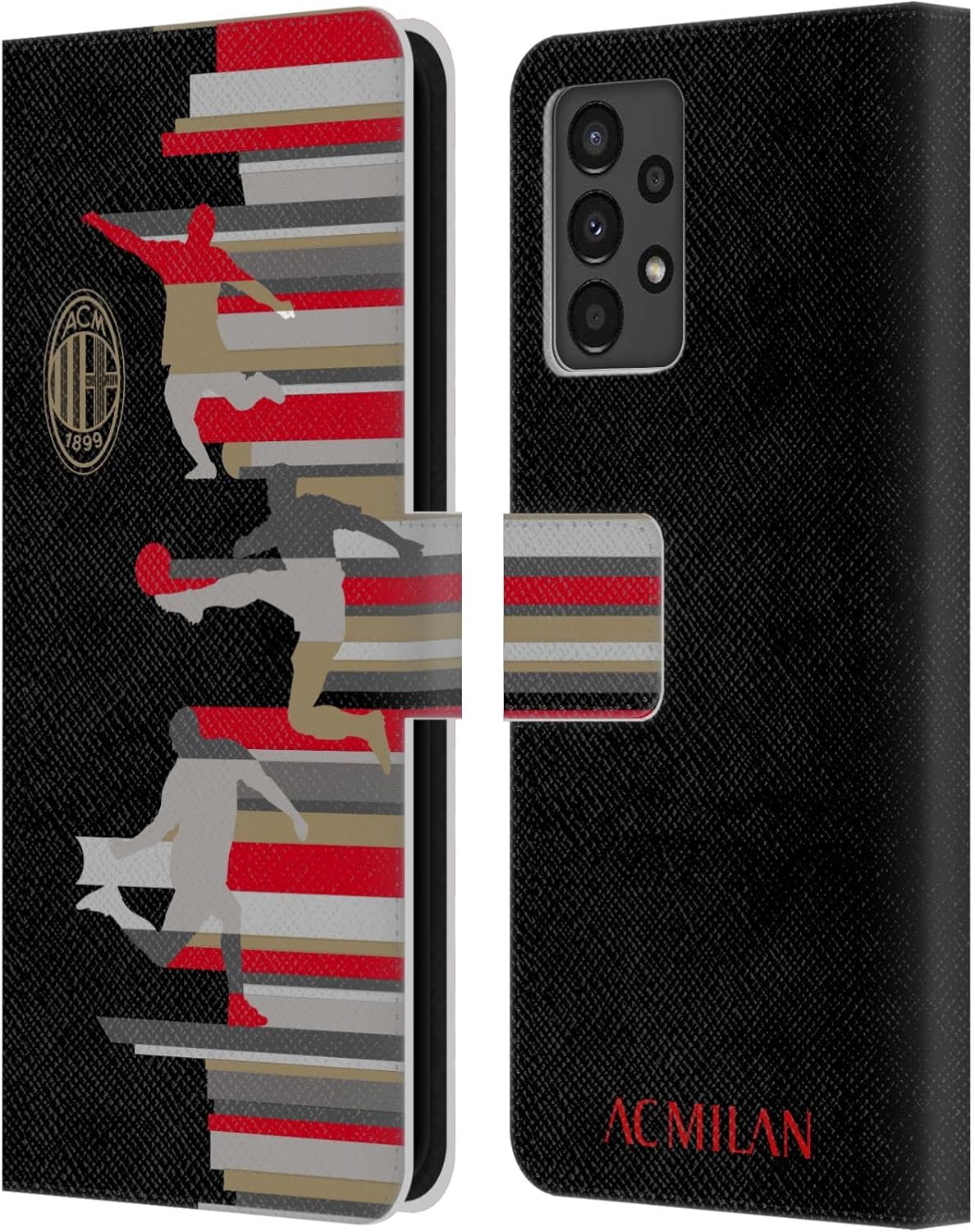 Head Case Designs Officially Licensed AC Milan Silhouette Adults Leather Wallet Case Compatible with Samsung Galaxy A13 (2022)