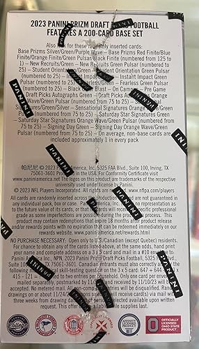 Miniatura 2 de 2023 Prizm Draft Picks Football Blaster Box 6 Packs Per Box and 5 Cards Per Pack Factory Sealed