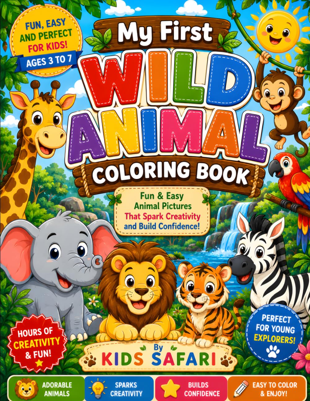 My First Wild Animals Coloring Book for Kids Ages 3-7: Fun and Easy wild Animal Coloring Pages for Toddlers, Preschoolers & Kindergarten Kids | Big, ... Featuring Wild Animals with their description