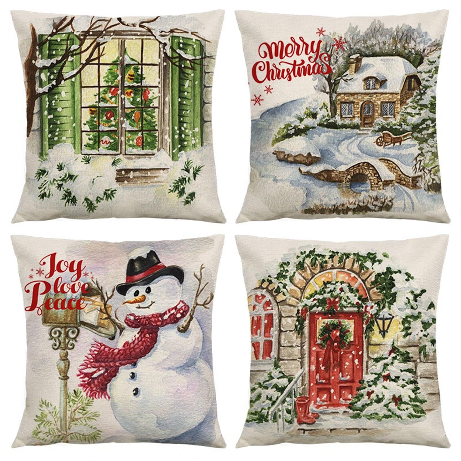 Taie d'oreiller Noël décoration maison salon lot de 4 housses douces