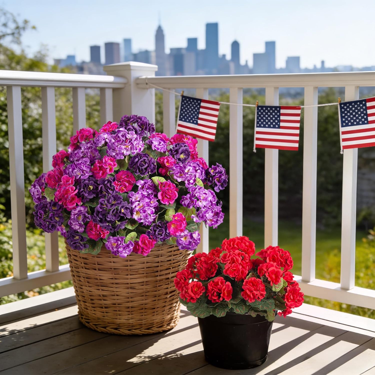 Artificial Geranium Flowers for Outdoors Decoration, Fake Silk Geraniums Flower UV Resistant Look Real Faux Plants for Spring Garden Porch Planter Patio Balcony Yard Table Centerpieces Decor - Image 2