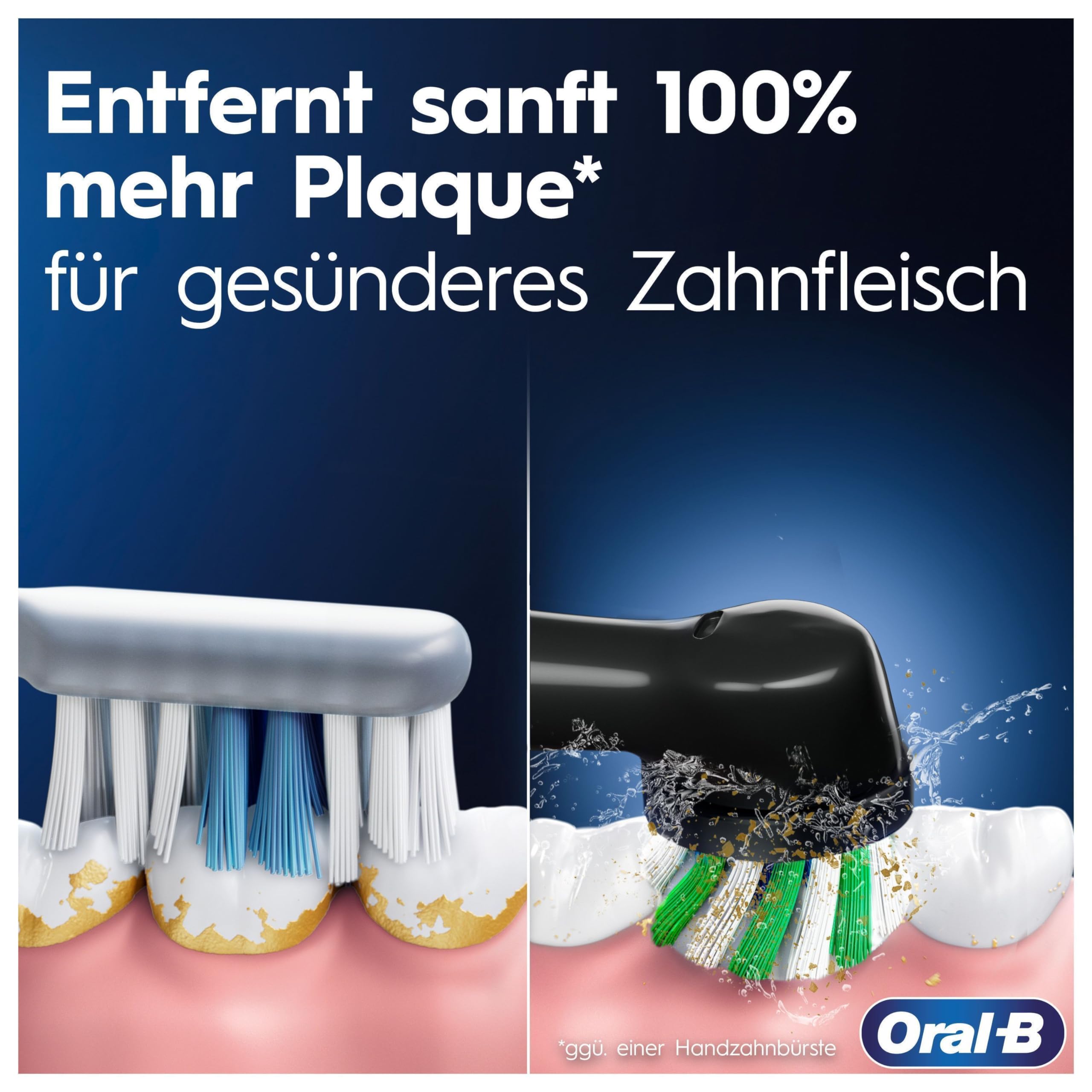 Oral-B PRO 3 series 3 Elektrische Zahnbürste/Electric Toothbrush,2 Sensitive Clean Aufsteckbürsten,3 Putzmodi und visuelle 360° Andruckkontrolle für Zahnpflege, Geschenk Mann/Frau, schwarz, 1 stück