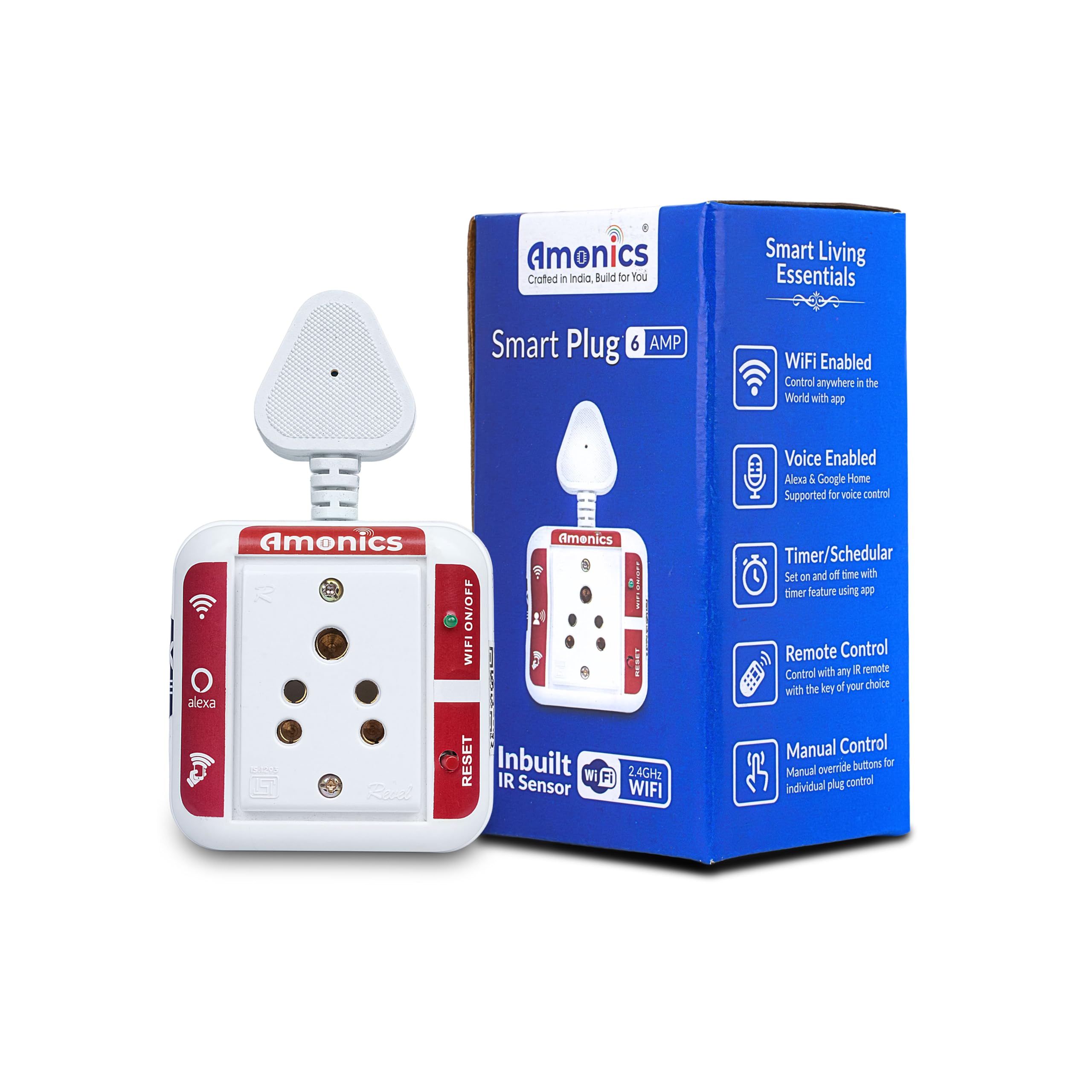 Amonics Smart Plug, WiFi Enabled, Timer Function, IR Remote Compatible, App Control, 6A/1000W Max Load, White-image-47