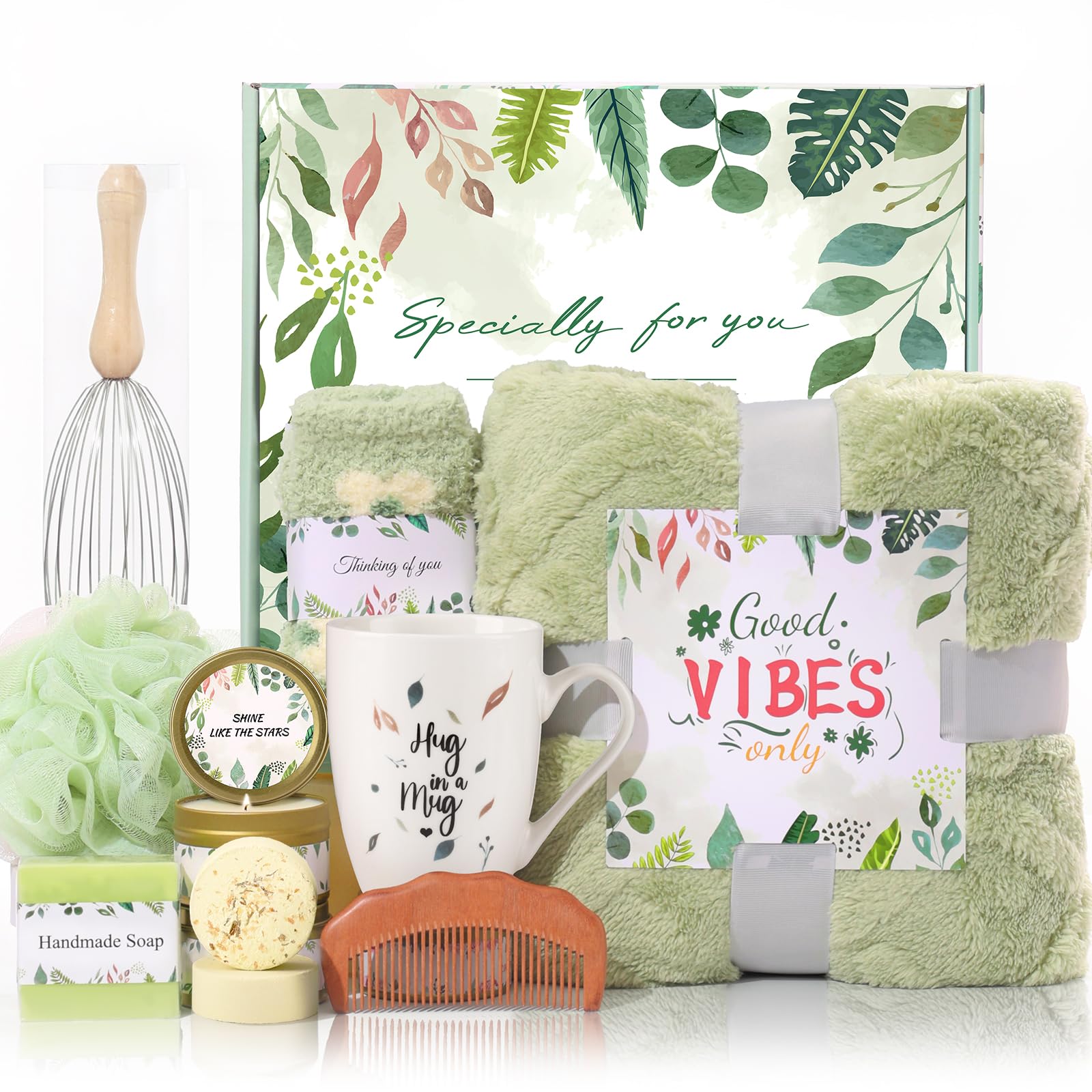 Solemon Green Gift Baskets for Women - Care Package for Women, Mom, Her, Wife, Sisters, Friend, Coworker, Grandma, Fathers Day Gift Basket