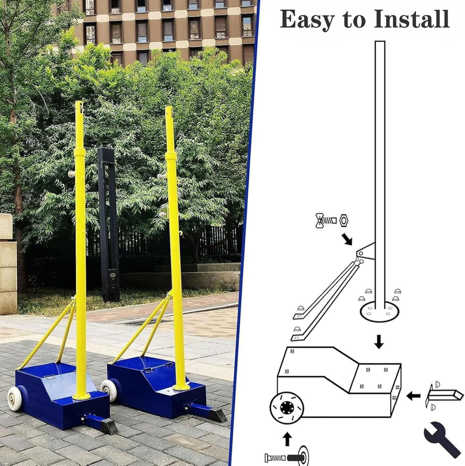 Poste de voleibol y bádminton, post de voleibol portátil con red de voleibol y bádminton, altura ajustable de 1,5 a 2.1m, soporte móvil para red de voleibol, para interiores y exteriores,Green