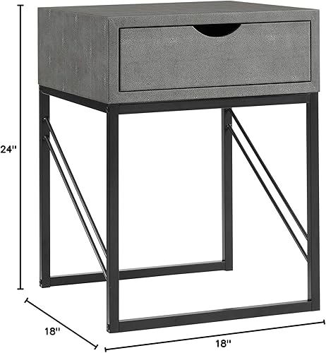 Miniatura 10 de Walker Edison Iver Faux Shagreen - Mesa auxiliar pequeña moderna para sala de estar, dormitorio, mesita de noche, 18 pulgadas, gris
