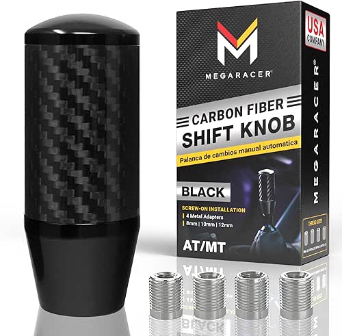 Premium Black Carbon Fiber Shift Knob - 4 Metal Threaded