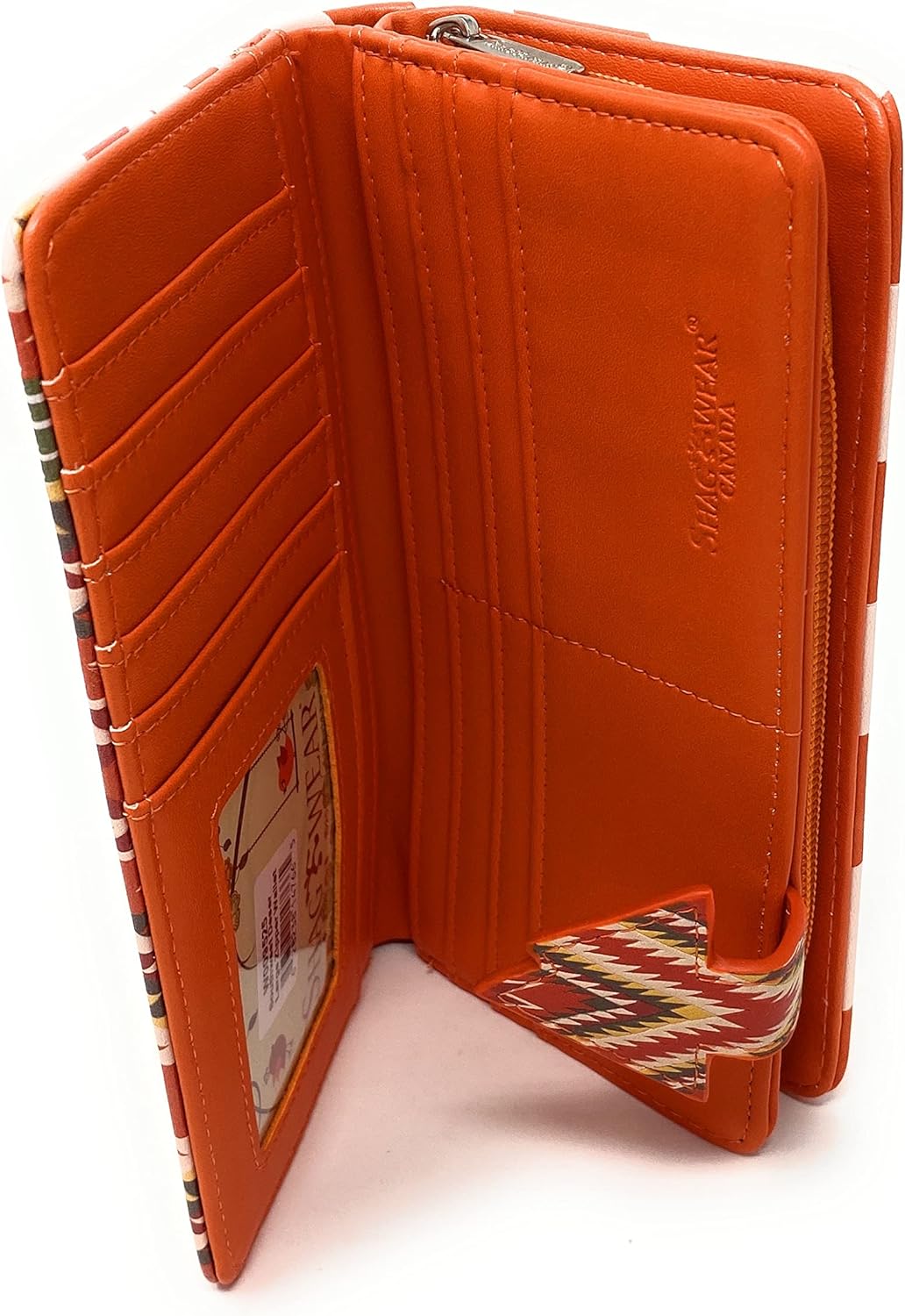 Shag Wear Cactus Southwest Desert Sunset Large Wallet for Women and Teen Girls Faux Vegan Leather 7" Orange - Image 3