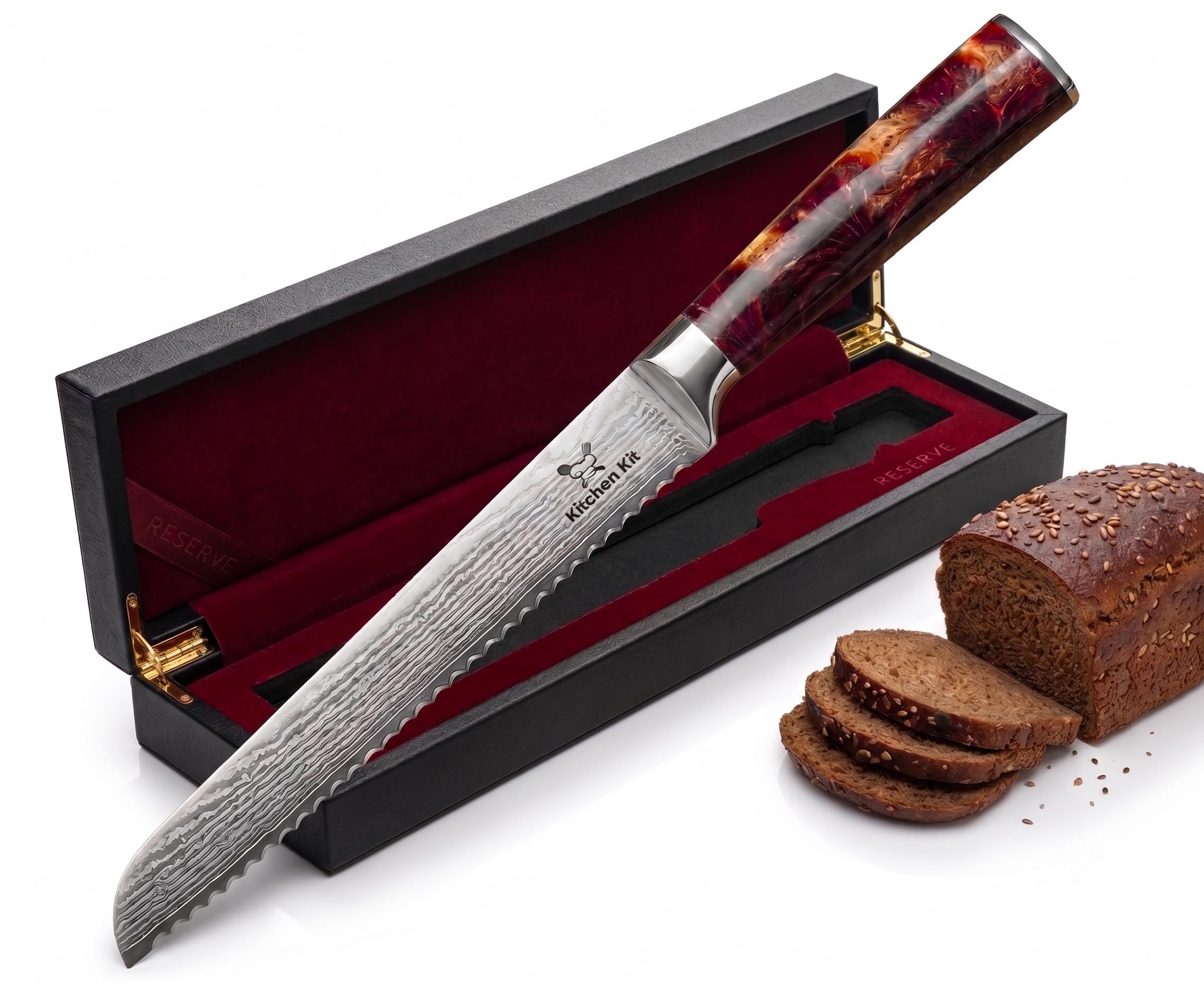 Damascus Bread Knife - 10 Inch Slicing Knife -1