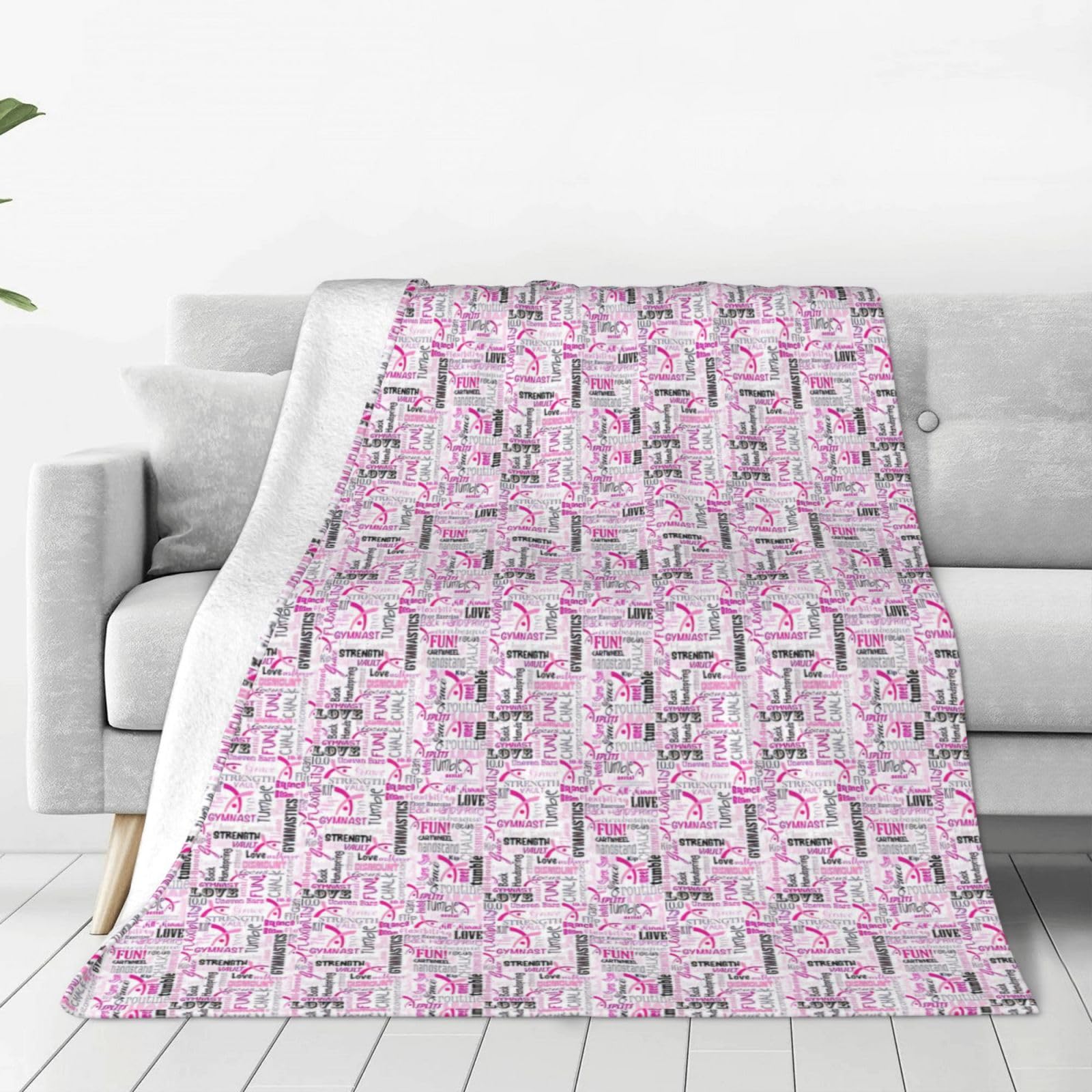 Couverture flanelle rose 203 x 152 cm plaid gymnastique anti-boulochage pour lit et salon