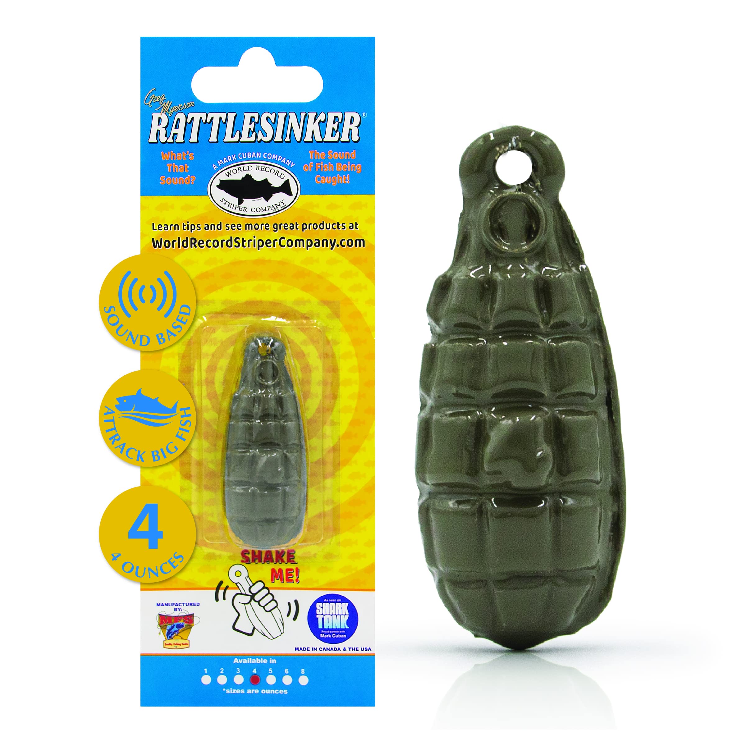 RattlesinkerAcoustic Fish Call | As Seen on Shark Tank | by Greg Meyerson, World Record Striper Company | Fishing Sinker Weight