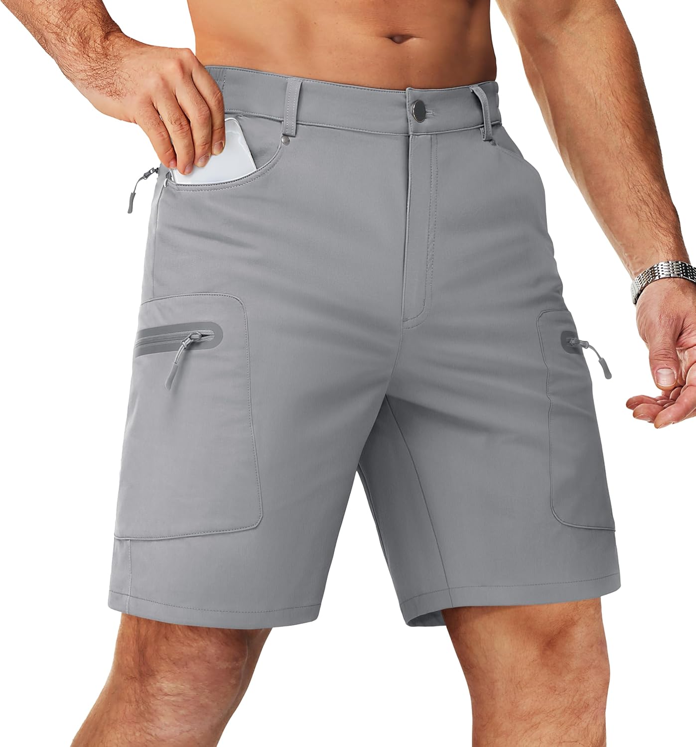 TACVASEN Men's Hiking Cargo Shorts 10" Quick Dry Lightweight Casual Summer Outdoor Golf Shorts with 5 Zipper Pockets