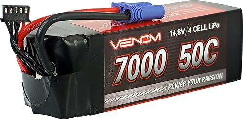 Venom Power Drive Series 50C 4S 7000mAh 14.8V LiPo RC - Conector de cable de silicona suave de 12 AWG, enchufeadaptador universal - Compatible con